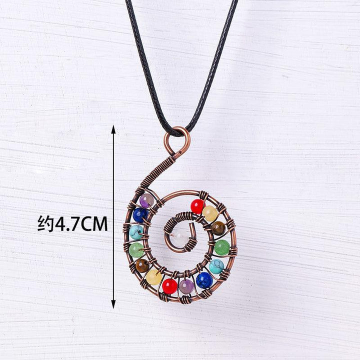 rainbow chakra conch crystal tree of life necklace pendant