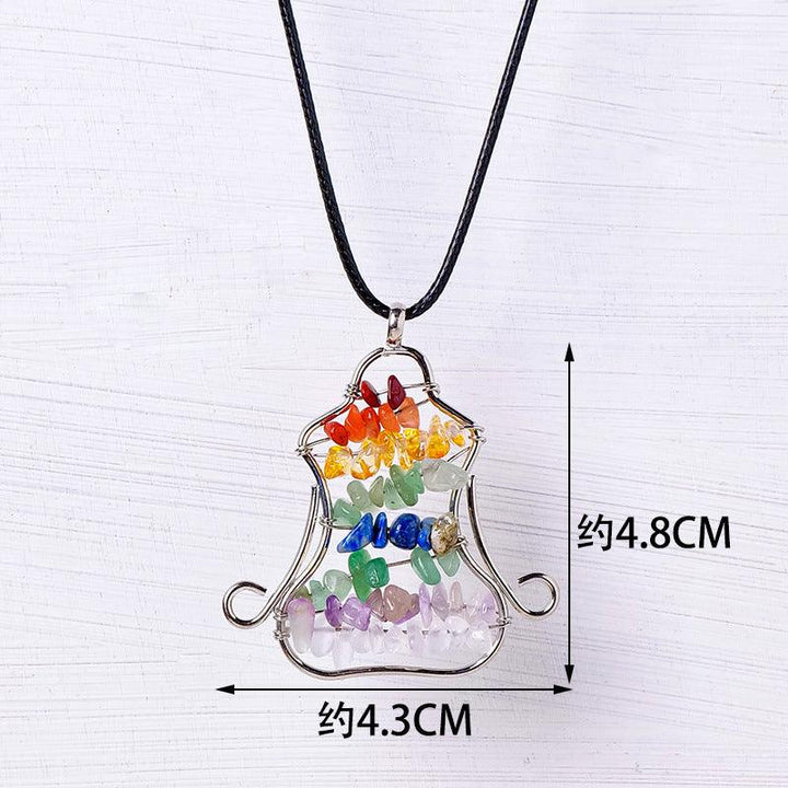 rainbow chakra human shape crystal tree of life necklace pendant