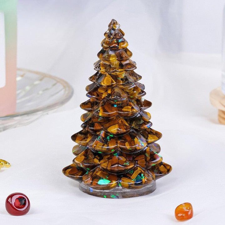 tiger's eye crystal christmas tree sculpture ornament