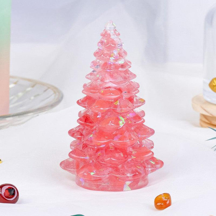 Strawberry Quartz crystal christmas tree sculpture ornament