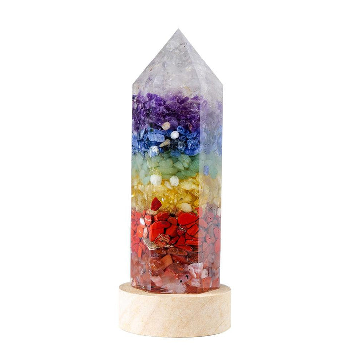 rainbow crystal tower resin led night light