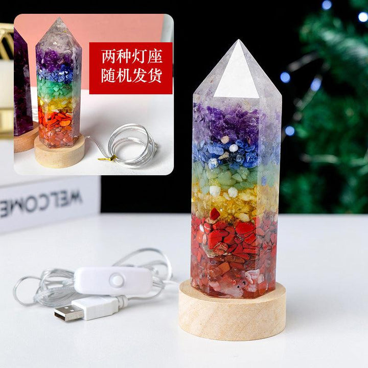 rainbow crystal tower resin led night light details