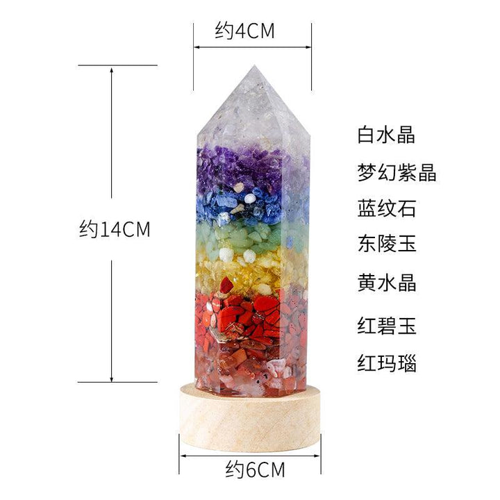 size of rainbow crystal tower resin led night light