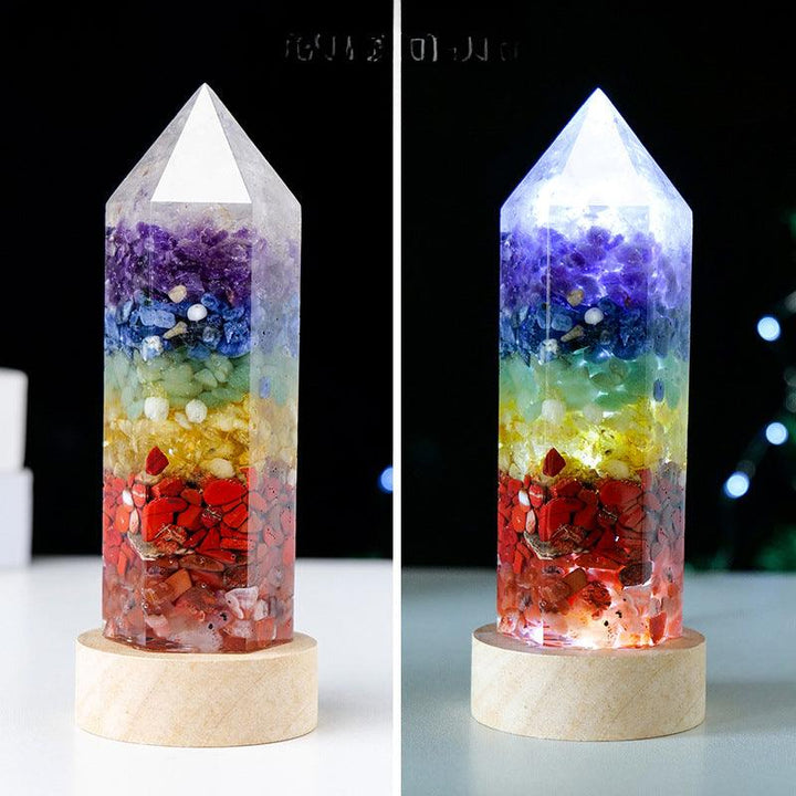 rainbow crystal tower resin led night light