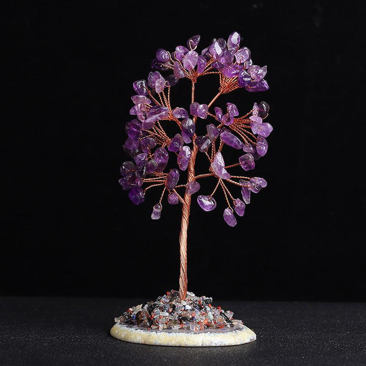 rainbow gemstone crystal bonsai tree on the table