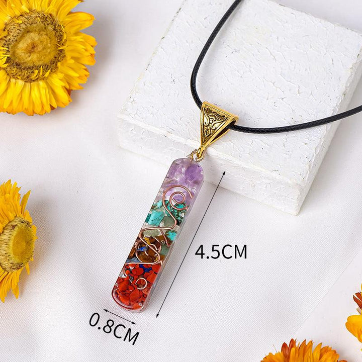 rainbow resin crystal orgone pendant 
necklace