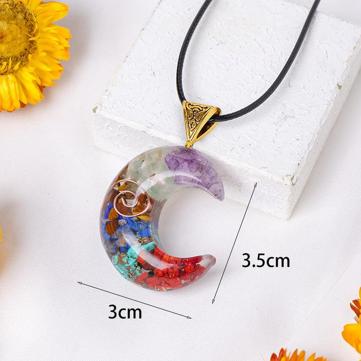 rainbow resin crystal orgone pendant 
necklace