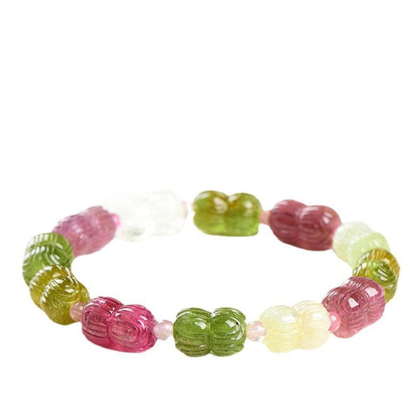 rainbow tourmaline lotus shape crystal bracelet