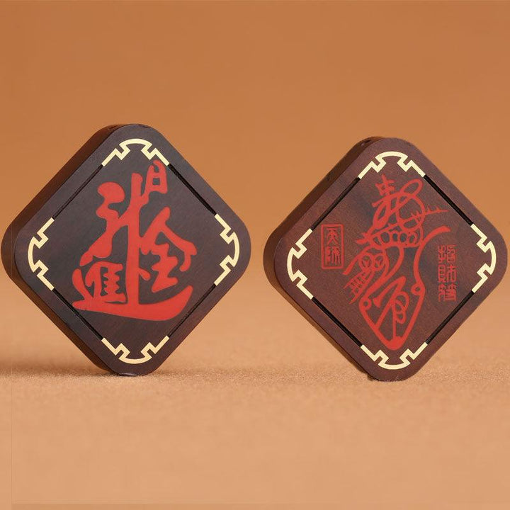 details of raw cinnabar taoist motifs pendant chinese feng shui necklace