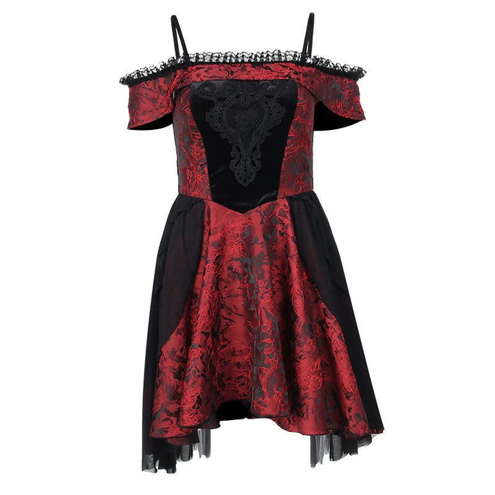 a red and black gothic lolita sexy short dress