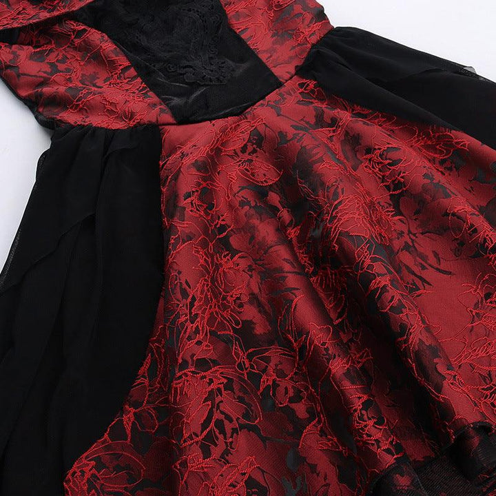 details of a red and black gothic lolita sexy short dress