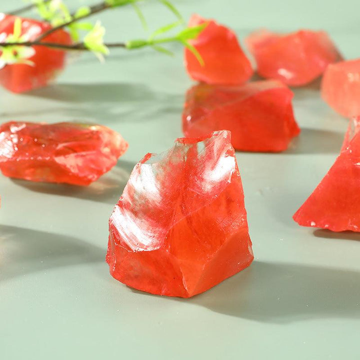 details of red quartz crystal raw stone aromatherapy incense stone