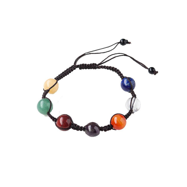 seven chakra gemstone round bead crystal bracelet