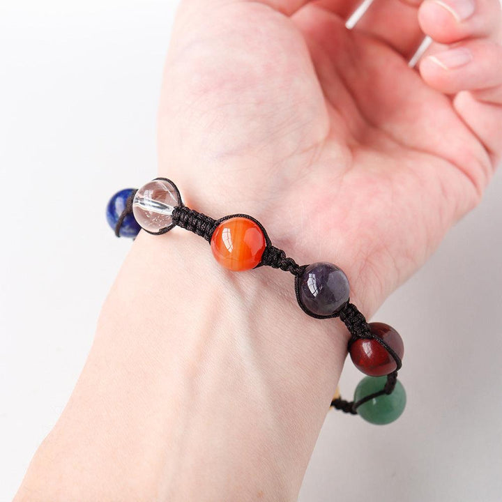 seven chakra gemstone round bead crystal bracelet