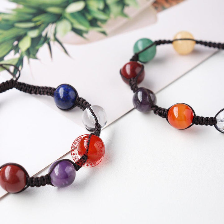 seven chakra gemstone round bead crystal bracelet