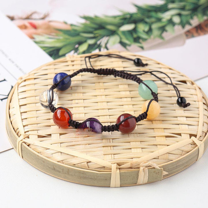 seven chakra gemstone round bead crystal bracelet