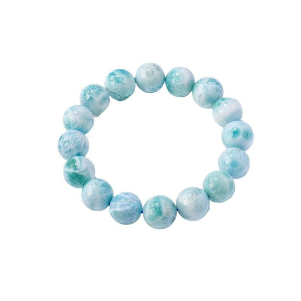 sky blue larimar beaded crystal bracelet