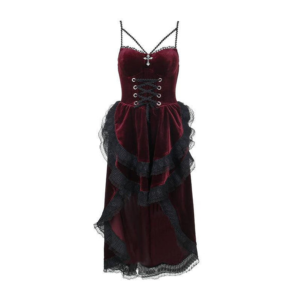 a sleeveless red gothic lolita dress