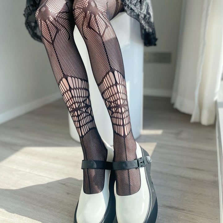 spider pattern pantyhose sexy black silk fishing net stockings