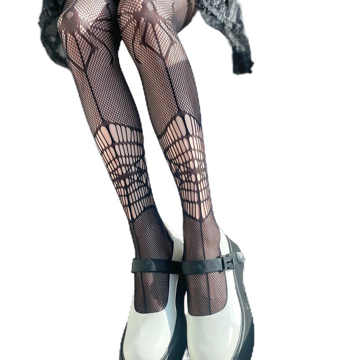 spider pattern pantyhose sexy black silk fishing net stockings