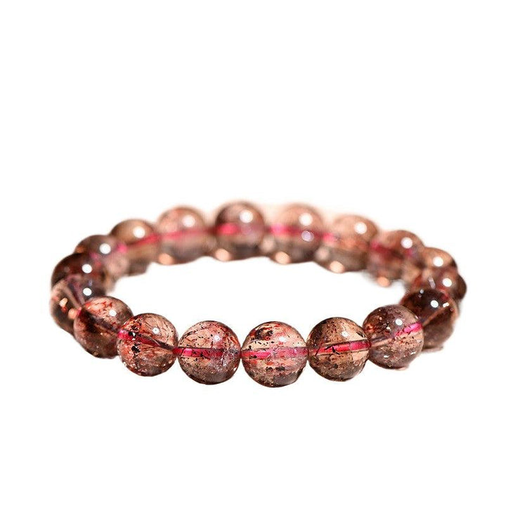 super seven strawberry quartz round beads crystal bracelet