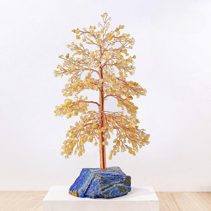 citrine tall crystal bonsai tree with handcrafted copper wire