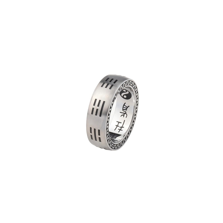 taoist bagua titanium silver feng shui protection ring