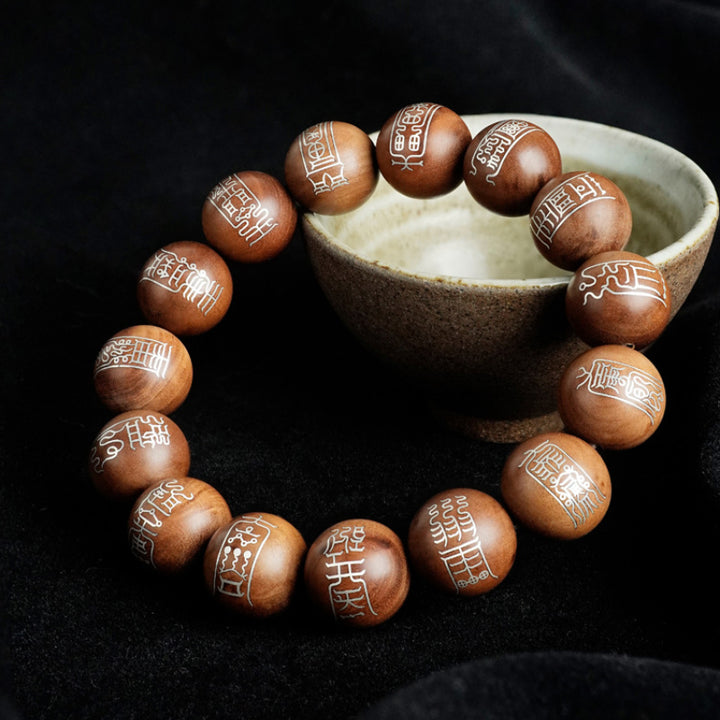 taoist-talismans-symbols-fifteen-fu-wooden-beads-bracelet-with-silver-inlay-08