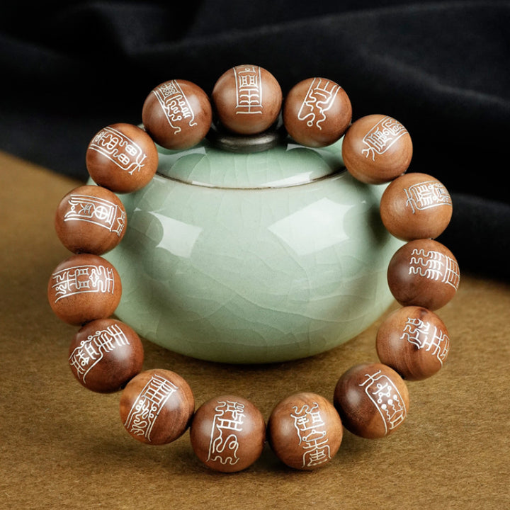 taoist-talismans-symbols-fifteen-fu-wooden-beads-bracelet-with-silver-inlay-10