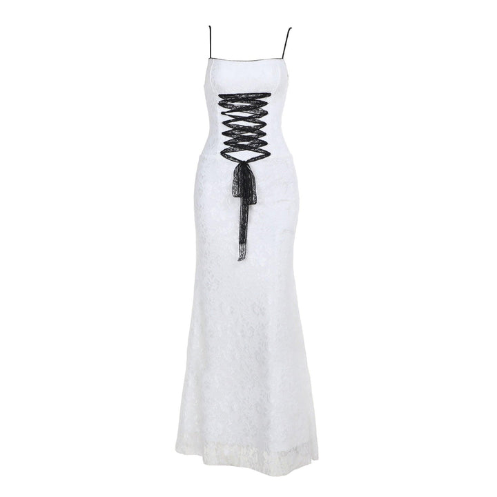 white gothic sexy lace camisole dress