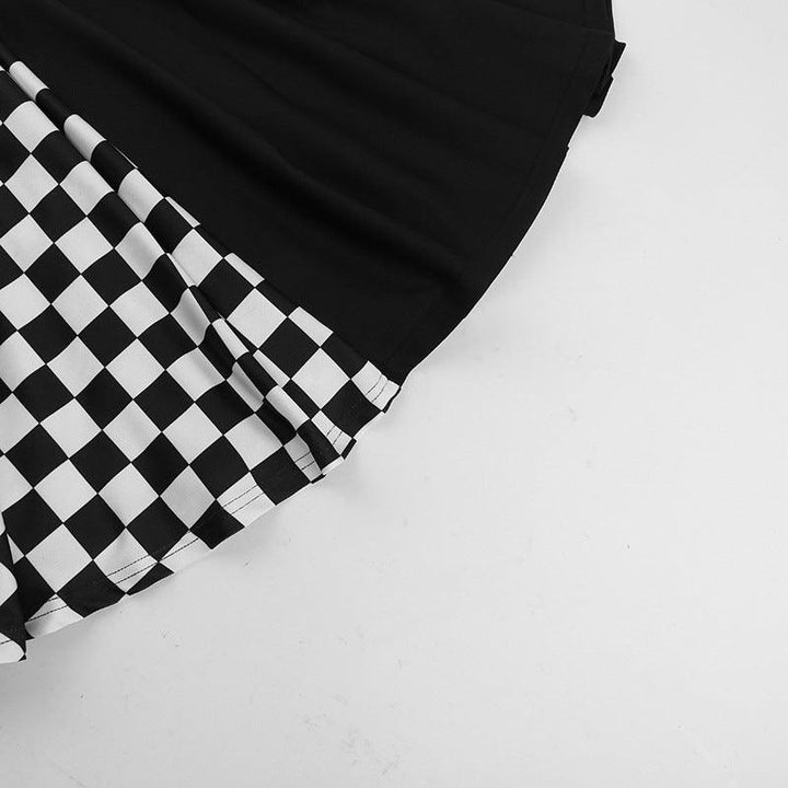 details of women black and white gothic princess short corset dress