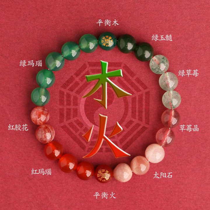 size of wood and fire element bracelet five elements feng shui bracelet