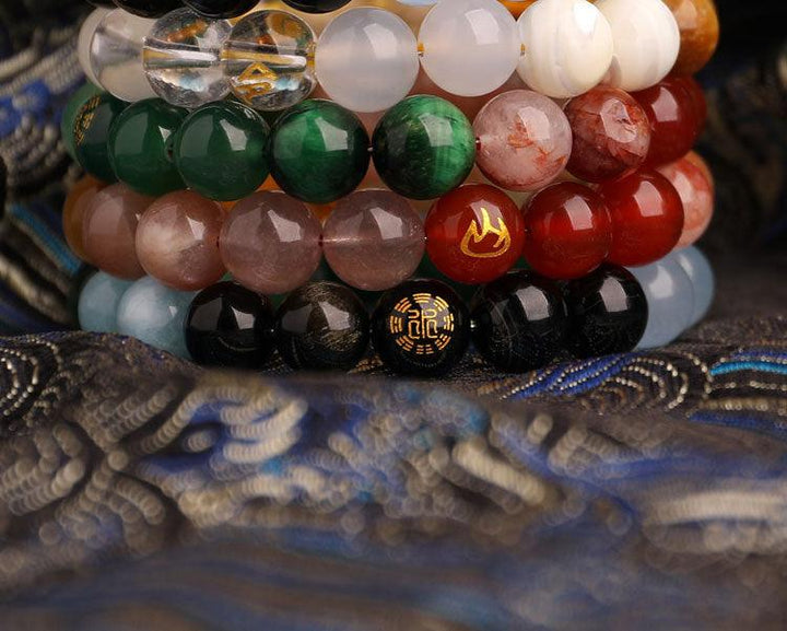 details of wood and fire element bracelet five elements feng shui bracelet