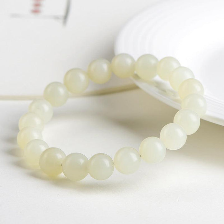 xinjiang hetian jade honey colored white jade bead bracelet