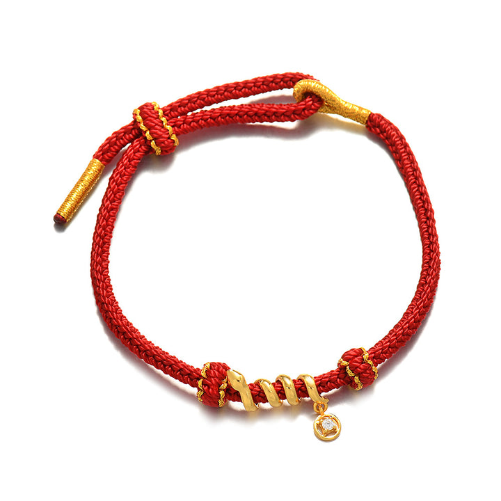 year of snake 925 silver red and black lucky string bracelet