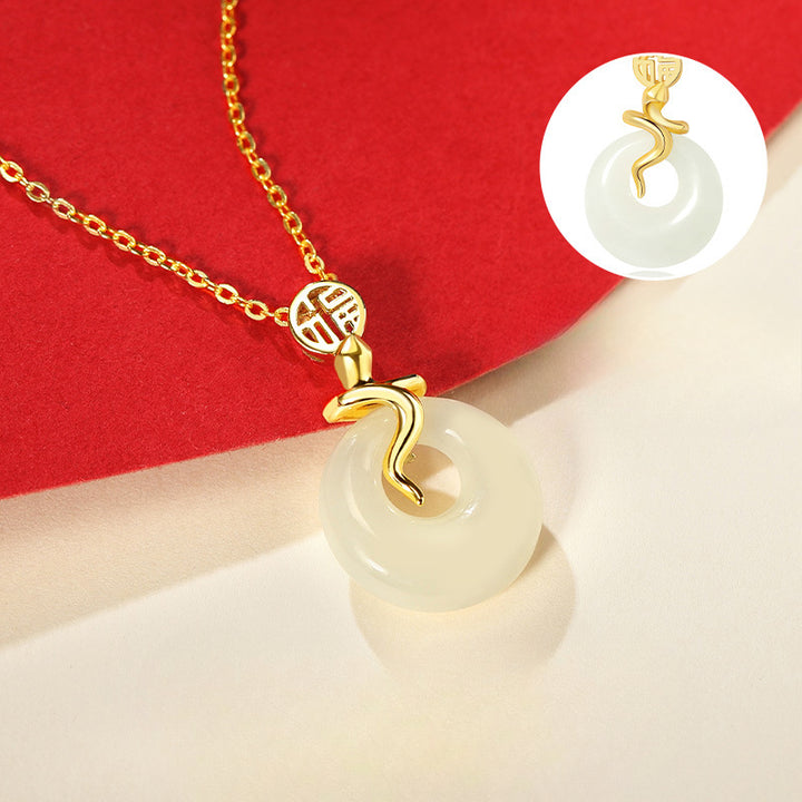 year of snake hetian jade 925 sterling silver abundance necklace pendant