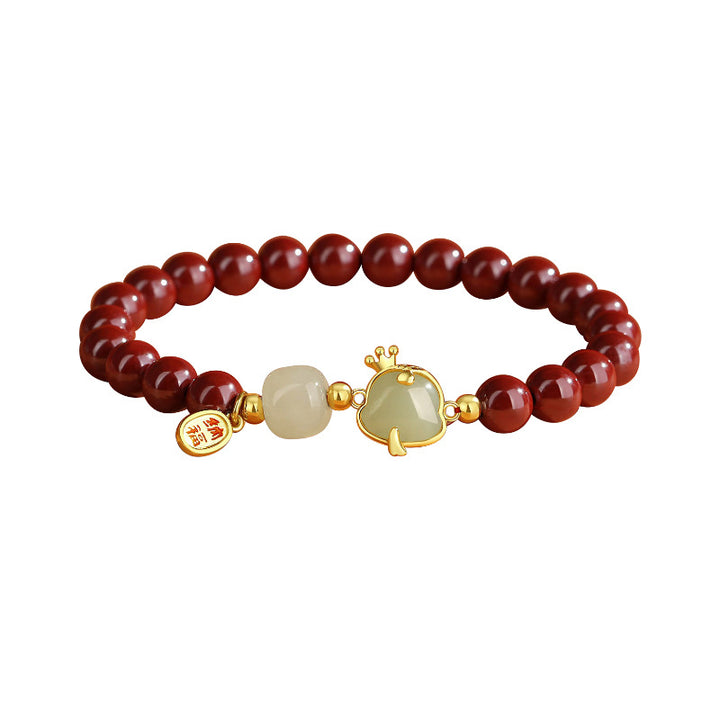 year of snake jade and cinnabar red protection bracelet