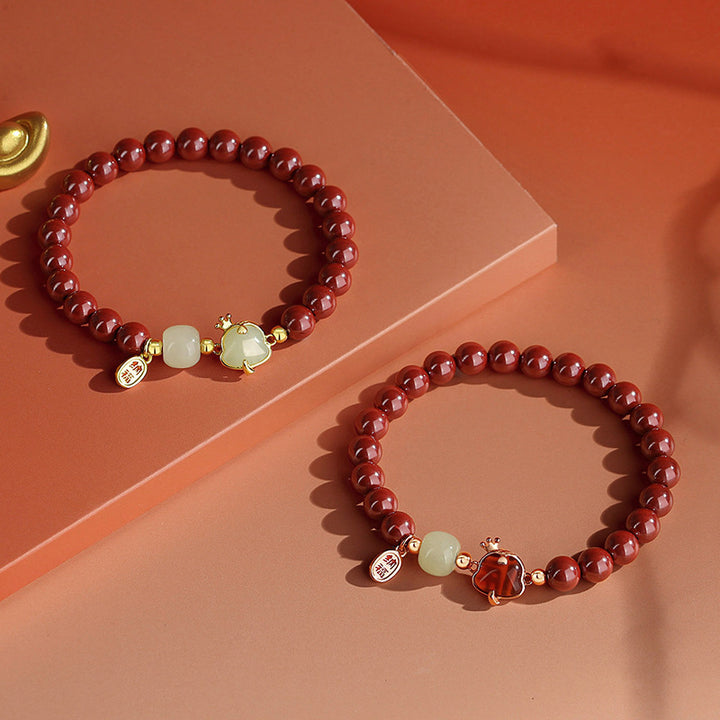 year of snake jade and cinnabar red protection bracelet