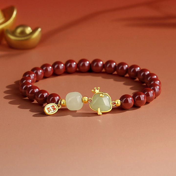 year of snake jade and cinnabar red protection bracelet