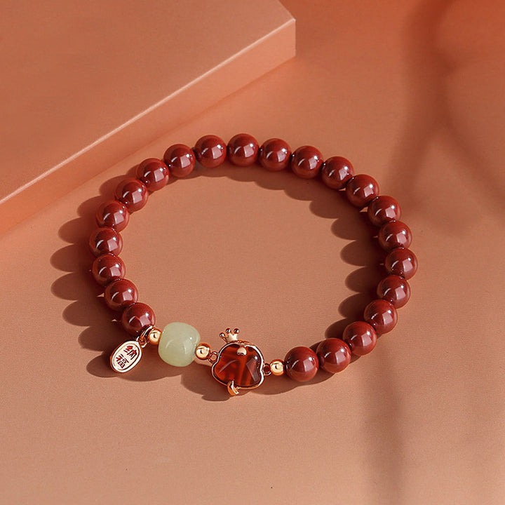 year of snake jade and cinnabar red protection bracelet