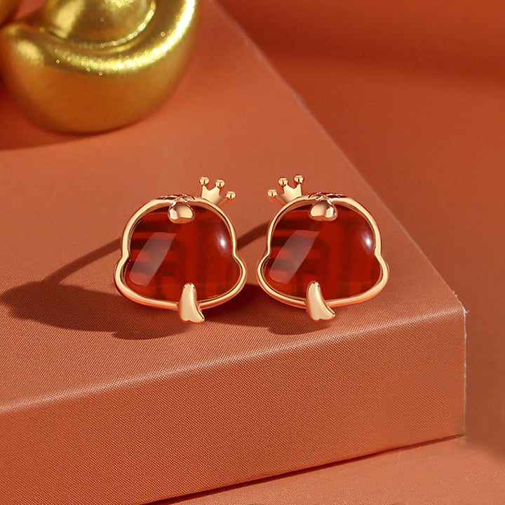 year of snake jade and cinnabar red protection earrings