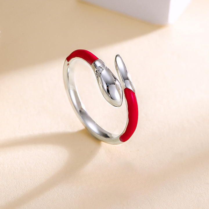 year of the snake 925 sterling silver adjustable open protection red ring