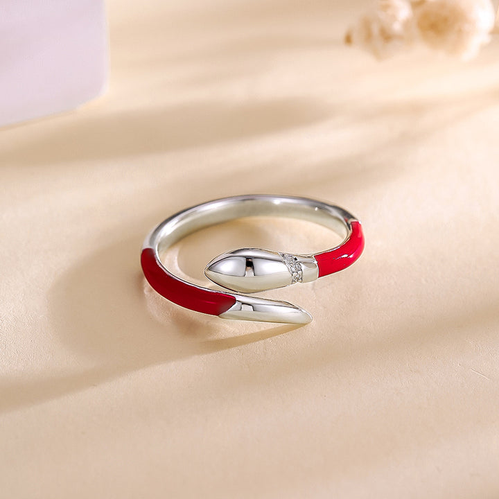 year of the snake 925 sterling silver adjustable open protection red ring