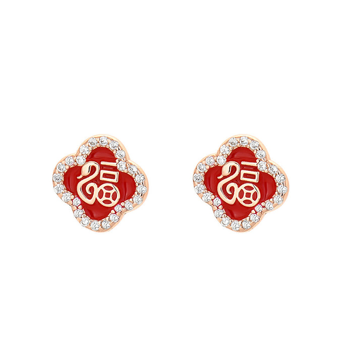 year of the snake silver chinese zodiac luck strength earrings