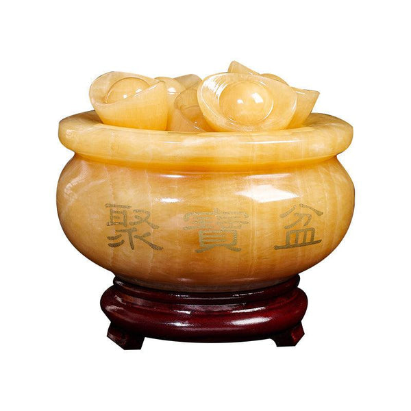 yellow jade ingot wealth bowl feng shui ornament