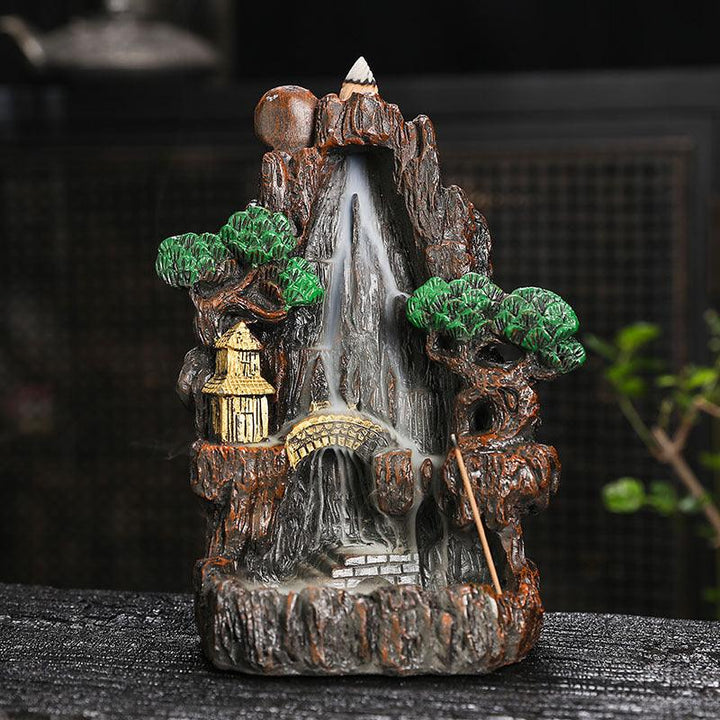 zen office landscape wealth backflow incense burner holder on the table