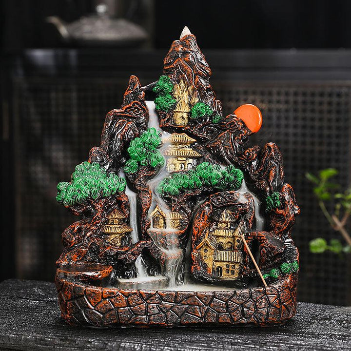 zen office landscape wealth backflow incense burner holder on the table