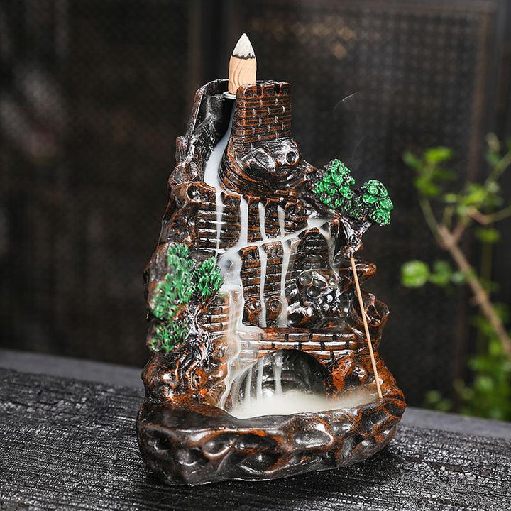 zen office landscape wealth backflow incense burner holder on the table