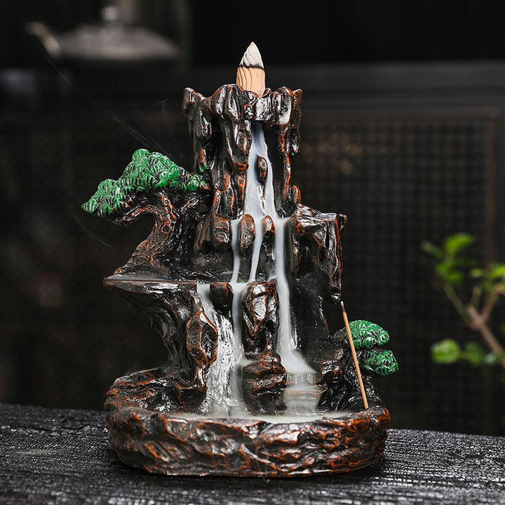 zen office landscape wealth backflow incense burner holder on the table